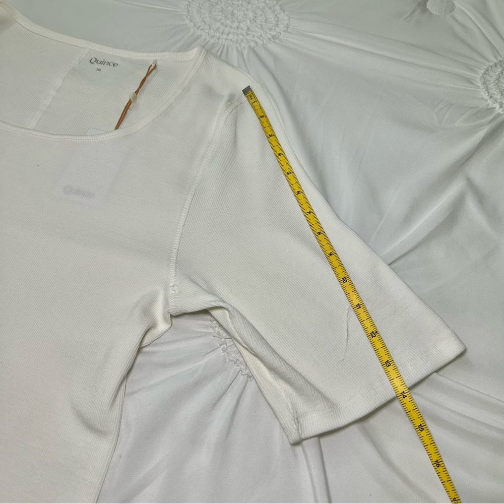 NWT Quince Organic Cotton Scoop Neck Short Sleeve White Top Spring 2025 Sz XL - Picture 10 of 14